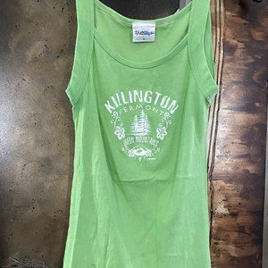 `Green ribbed tank top, Size XL with printing: Killington, VR Green Mountains